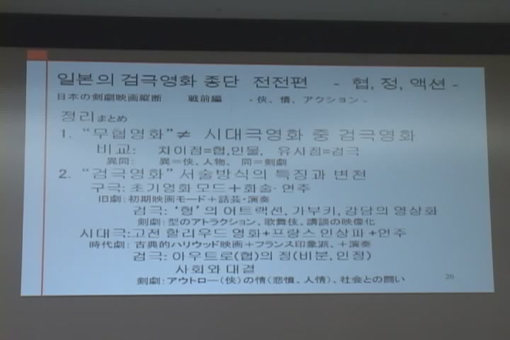 영화사연구소 월례포럼: 일본 검극영화 종단 - 협(俠), 정(情), 액션 전전편 <3>[기타]